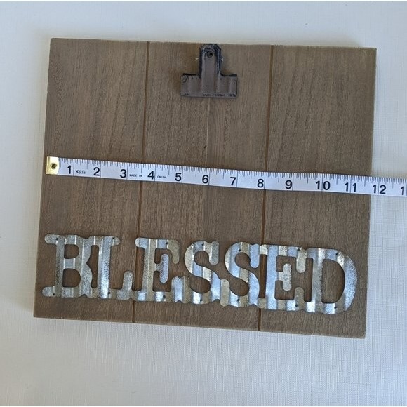 Blessed Farmhouse Decor Photo Clip Picture Wooden Frame Rustic Look Metal Text - Picture 5 of 9